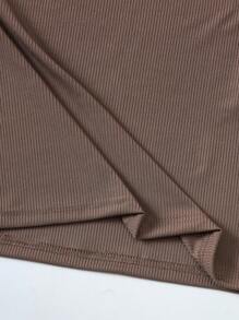 Tween Girl Solid Color Square Neck Fitted Casual Camisole Dress - Coffee Brown - View 6