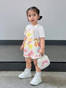 Babygirl 可爱蝴蝶结装饰无袖连体衣，夏季百搭 - 彩色 - 查看 1