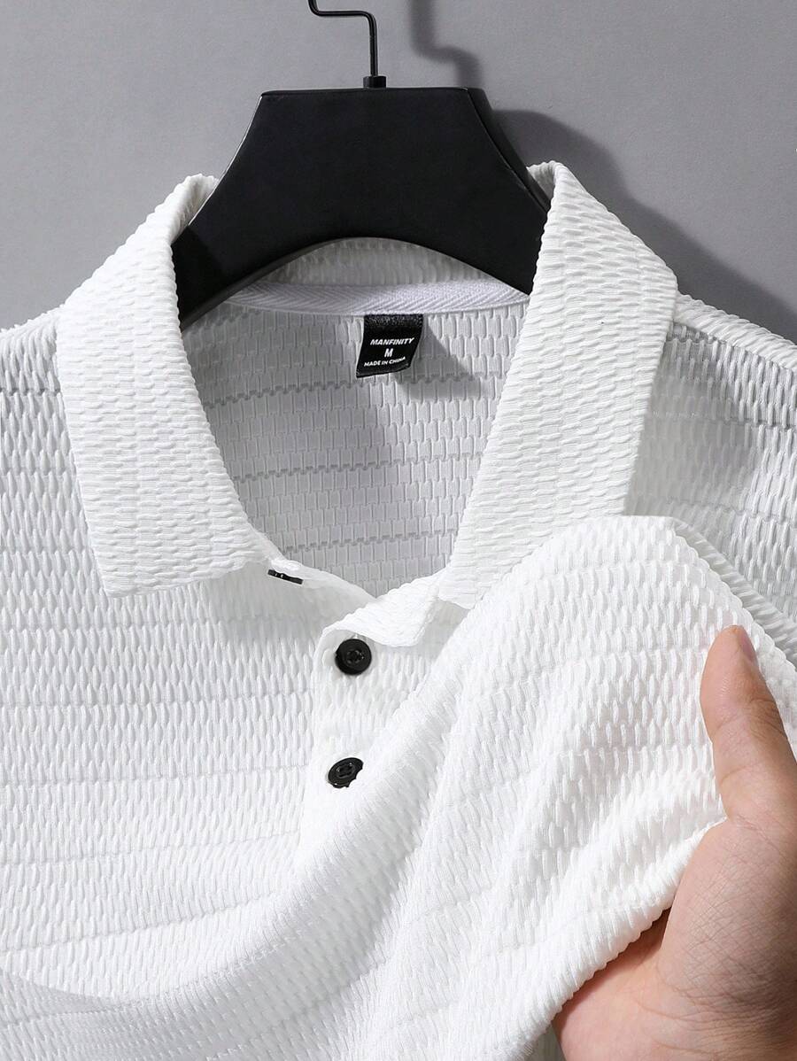 Manfinity Homme Herren Lässig Einfarbiges Kurzarm Polo Shirt, Sommer - Weiss - Übersicht 1