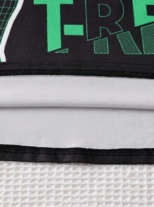 SHEIN 2 件青少年男孩短袖睡衣套装，轻盈酷炫恐龙印花，带有可爱恐龙和字母图案的衬衫，全身恐龙印花的裤子 - 黑色 - 查看 6