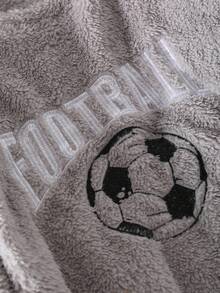 Genkimix Kids Oversized Boys' Sleepwear Set, Comfortable Loose Fit With Plush Fabric, Round Neck Shirt With Large Soccer Embroidery, Plush Pants With All-Over Soccer Pattern, Casual Homewear Pajama Set Boys Football Pajamas Boys Soccer Lounge Set Boys 2 Piece Pajama Set Boys Fleece Pajamas Boys Sleepwear Set 8Y-12Y Fall Winter - Grey - View 5