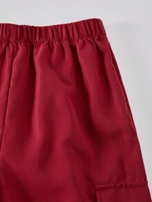 SHEIN Explorewe Tween Girl ME Tween Girl V-Neck Knit Comfortable Letter & Number Print Long Sleeve Sweatshirt And Wide Leg Pants Set, Suitable For Autumn/Winter - Burgundy - View 6