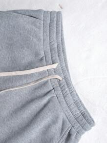 PAVTROS 男士纯色休闲宽松抽绳户外运动裤 - 灰色 - 查看 6