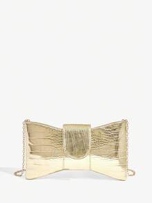 SHEIN SXY 女士晚宴包、手拿包、斜挎包、时尚、优雅、简约、个性化、多功能、经典、彩色珍珠、蝴蝶结、适合鸡尾酒会、派对、舞会、俱乐部、约会、生日、晚会、约会之夜、舞会、下午茶、情人节 - 金色 - 查看 2