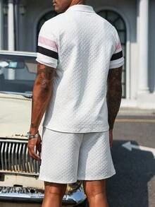 Manfinity Homme Bộ áo thun polo và quần short họa tiết tương phản Wing Icon thường ngày dành cho nam - Nhiều màu - Xem 6