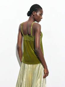 Maija Damska koronkowa, patchworkowa, aksamitna bluzka na imprezę świąteczną, elegancka i inteligentna, jesienno-zimowa, walentynkowa, kobieca gościni na weselu, piękna, francuska, luźna, luksusowa, inteligentna i elegancka, stylowa, na rejsy wycieczkowe w starym stylu - Zielony - Zobacz 5