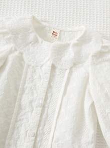 Cozy Pixies Cardigan con colletto a volant di colore unito per bambina