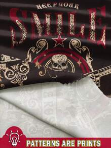 Attitoon Women's Casual Racerback Tank Top With Gun, Skull Print, , Suitable For Music Festivals - Black - View 3