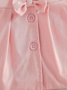 SHEIN 女婴毛领蝴蝶结装饰风衣，秋冬 - 淺粉色 - 查看 8