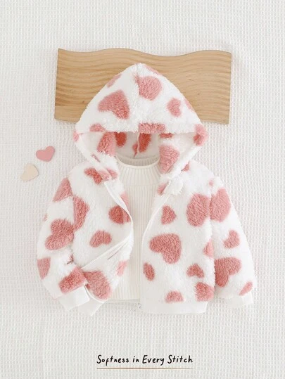 Cozy Pixies Chaqueta con capucha floral impresa, versátil y casual para bebé niña