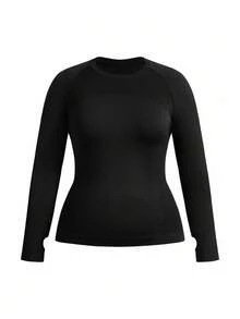 Easithlete 3pcs/Set Plus Size Women Seamless Long Sleeve Sports Tops Long Sleeve Workout Tops Long Sleeve Active Wear - Multicolor - View 8