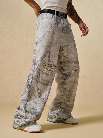 Street Life Jeans in denim lavato vintage, stile streetwear, vestibilità ampia per uomo