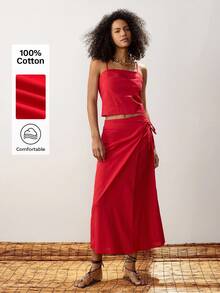 Maija Women's Solid Color Camisole Tank Top, Fashionable For Summer - Red - View 1