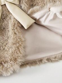 少女仿皮草优雅礼服背心外套，适合派对和各种场合，秋冬季 - 卡其色 - 查看 5