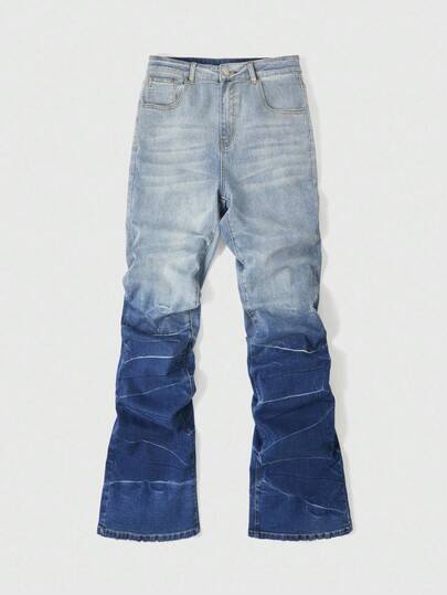 Street Life Men's Casual Washed Gradient Flared Jeans