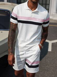 Manfinity Homme Bộ áo thun polo và quần short họa tiết tương phản Wing Icon thường ngày dành cho nam - Nhiều màu - Xem 3