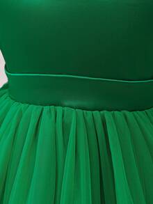 Glamorique Kids 女婴蝴蝶结装饰派对连衣裙，适合婚礼、派对、新年、春秋冬 - 綠色 - 查看 6