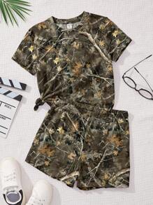 SHEIN Họa tiết lá cây cổ điển, BM, Phong cách Mỹ ngọt ngào cổ điển, Phong cách trường học, Người nổi tiếng trên mạng, Dạo phố, Phong cách đường phố, Phong cách thể thao thường ngày trong trường học, Bộ quần short tay ngắn tối giản thường ngày 2 món cho bé gái tuổi teen phù hợp cho mùa hè, Lễ hội âm nhạc Bohemian Hippie, Trẻ em sành điệu, Trang phục thường ngày, Quần áo họa tiết trẻ em, Trở lại trường, Tiệc chào đón, Phù hợp cho dã ngoại ngoài trời, Đi chơi, Chụp ảnh đường phố, Nhà, Trường học - Nhiều màu - Xem 5
