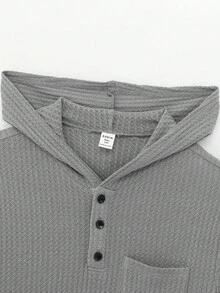 SHEIN 2件套青少年男童休闲舒适百搭连帽半拉链长袖上衣和裤子套装