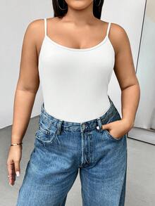 SHEIN Essnce 大码女装春夏时尚休闲舒适高弹力基础款日常百搭多色长款吊带背心3件装，外出上衣，夏季，度假，外出上衣，简约风格 - 彩色 - 查看 4