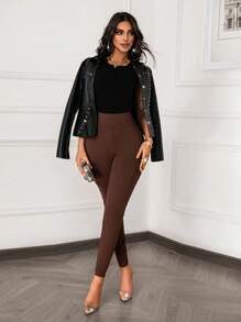 Xyvia Flirla Women's Solid Color Minimalist Everyday Pocket Leggings, Women's Solid Color Button Decor Casual Sports Leggings, Y2K High Waist Elastic Pocket Butt Lifting Slimming Flare Leg Cargo Pants, Y2K High Waist Elastic Flap Pocket Butt Lifting Slimming Sports Leggings Cargo Pants,Maillard Style Fall Cloth For Women