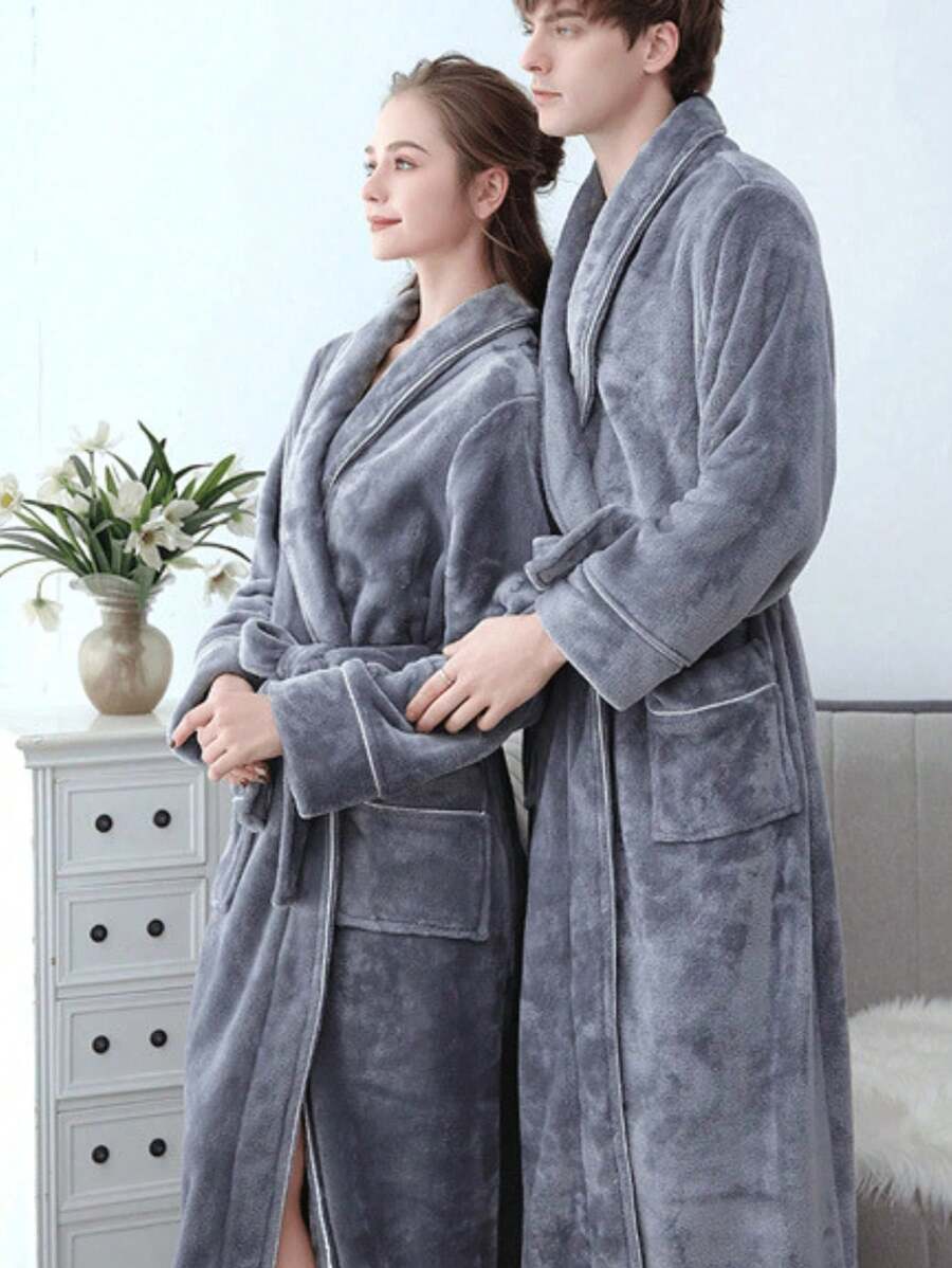 SHEIN 超柔软珊瑚绒浴袍 - 速干、不掉毛、透气 | 男女皆宜 | 现代设计