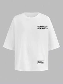 2 件套青少年女孩休闲字母印花落肩宽松短袖 T 恤和喇叭裤套装，夏季服装，夏季两件套 - 紫色 - 查看 17