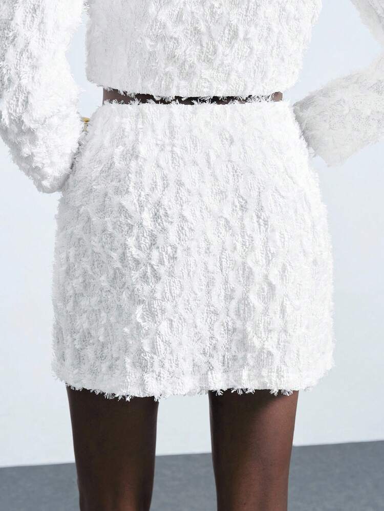 SHEIN Maija 2025 Women's White Rhinestone Embellished Skirt Business Casual,Fall Clothes For Women, Autumn Clothes, Winter Clothes,  Halloween, Christmas Women's Clothing,  Party, Elegant Party Dresses, Wedding Guest Dress For Women, White Skirt, Claw-Set,Beauty