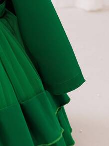 Glamorique Kids 女婴蝴蝶结装饰派对连衣裙，适合婚礼、派对、新年、春秋冬 - 綠色 - 查看 8