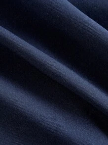 SHEIN X Hannahelzahed SHEIN MOD Gold Brooch Decor Asymmetric Neck Ruched Fishtail Skirt - Navy Blue - View 4