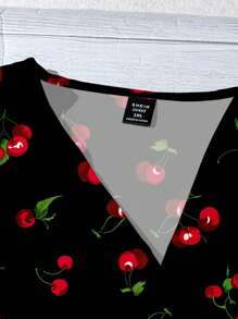 Mellowie VCAY Vacation Cute Cherry Print Loose Casual Plus Size Women Shirts, Suitable For Summer Cherry Shirt Women Cherry Print Blouse Women Blouses Summer,Going Out Tops Autumn And Winter Chic Blouses For Women