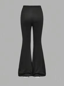 SHEIN Girlism 2件套少女休闲运动修身喇叭裤，黑色+浅灰色爱心印花，黑白撞色时尚，适合秋冬季节。 - 彩色 - 查看 8