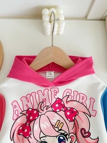 Sudadera de niña bebé con patrón de dibujos animados y bloques de color, otoño/invierno - Multicolor - Ver 6