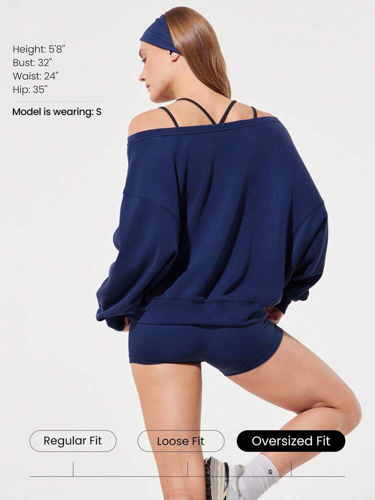 Modal Soft Oversized Off-Shoulder Sweatshirt Daily Casual   Spring Summer