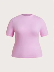 SHEIN Velisys Plus Size Seamless Women's Slim-Fit 3 PiecesSports Short Sleeve Set Gym Shirts - Multicolor - View 11