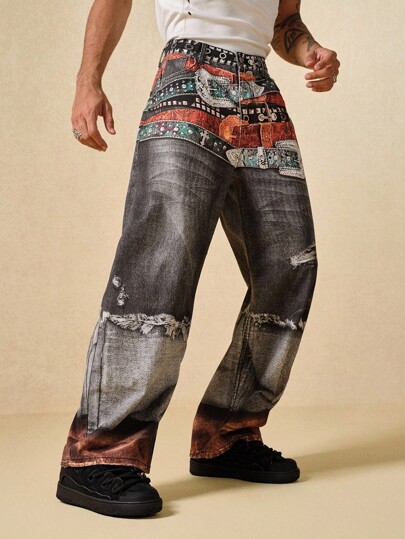 Street Life Jeans casual e versatili da uomo con bottoni e gamba ampia