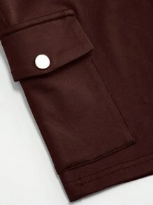 EMERY ROSE Plus Size High Waist Fold-Over Cargo Running Shorts With Pockets, Tummy Control & Butt Lifting - Brown - View 5