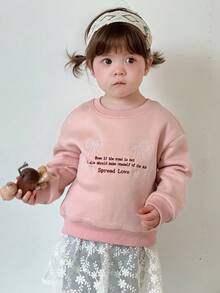 DAZY Toddler Girls' Round Neck Korean Style English Embroidery Casual Long Sleeve Sweatshirt - Pink - View 2