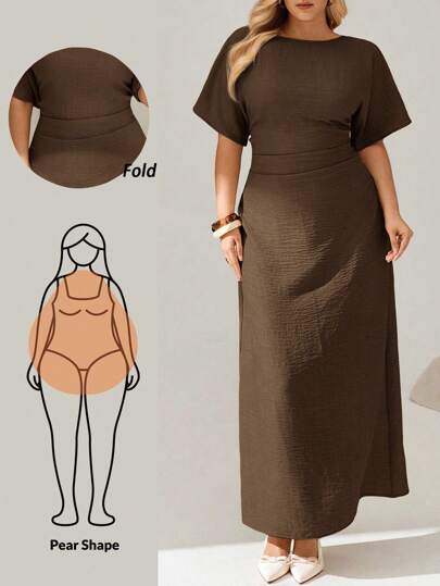 Auralis Plus-Size Summer Solid-Colored Linen Dress For Ladies, Short-Sleeved Long Dress, Summer Ladies' Dress Dresses For Women Summer Vacation Dress Casual Dresses For Woman,Modest Dresses For Women