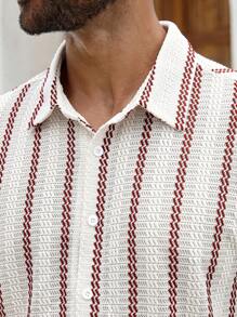 Manfinity Homme Plus Size Men's Casual Striped Short Sleeve Shirt, Summer - Multicolor - View 2