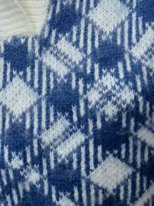 SHEIN Unity 这款毛绒针织短款上衣，尽显学院风魅力。大胆的蓝色格子图案，短袖设计，舒适的衣领，俏皮地演绎复古风格的女士运动装。搭配半身裙或运动裤，打造酷炫校园风造型。 - 彩色 - 查看 6