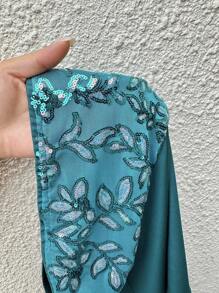 SHEIN Tall 女式夏季休闲度假刺绣网眼亮片拼布抹胸上衣