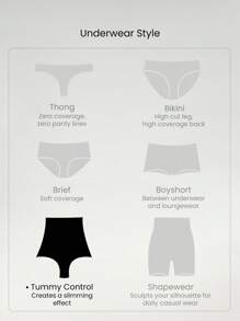 GLOWMODE 1 Pack Sculpt Fit High-Rise Waist Tummy Control Butt-Lifting Shapewear Coverage Underwear Daily Casual - Brown - View 7