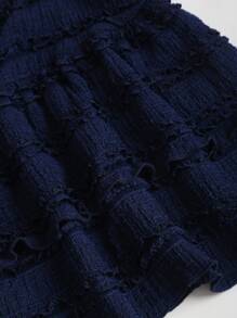 Sweetra Textured Knit Mini Bandeau Dress - Navy Blue - View 7