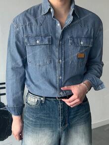 DAZY Men's Autumn Washed Blue Denim Jacket - Blue - View 6