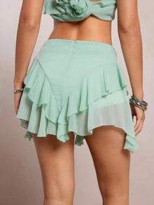 L'Amorae Damen CRINKLE CHIFFON VOLANT SOMMER ROCK