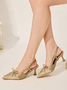 CUCCOO CHICEST Zapatos de tacón alto con punta afilada, tira de tobillo y lazo para mujer, de estilo vintage clásico, cómodos y versátiles, nuevo diseño