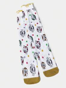 TOM & JERRY X SHEIN Women's Comfortable Soft Polka Dot & Cartoon Mouse Pattern Socks - Multicolor - View 4