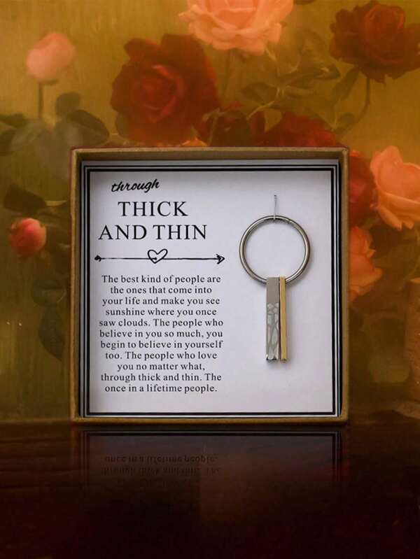 1pc Thick And Thin Keychain For Best Friend, Stainless Steel Keychain,Inspirational Friendship Keychain For Women & Men, Birthday Gift Box, Sentimental Friends Gifts, Sisters Tribe Friendship Gift, Birthday Gift, Key Chain Toy Pendant For Key Bag Cloth, Birthday Anniversary Party Gifts Supplies, Holiday Accessory,Christmas