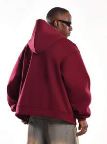 SUMWON Full Zip Hoodie With Embroidered Logo And Pockets - Burgundy - View 6